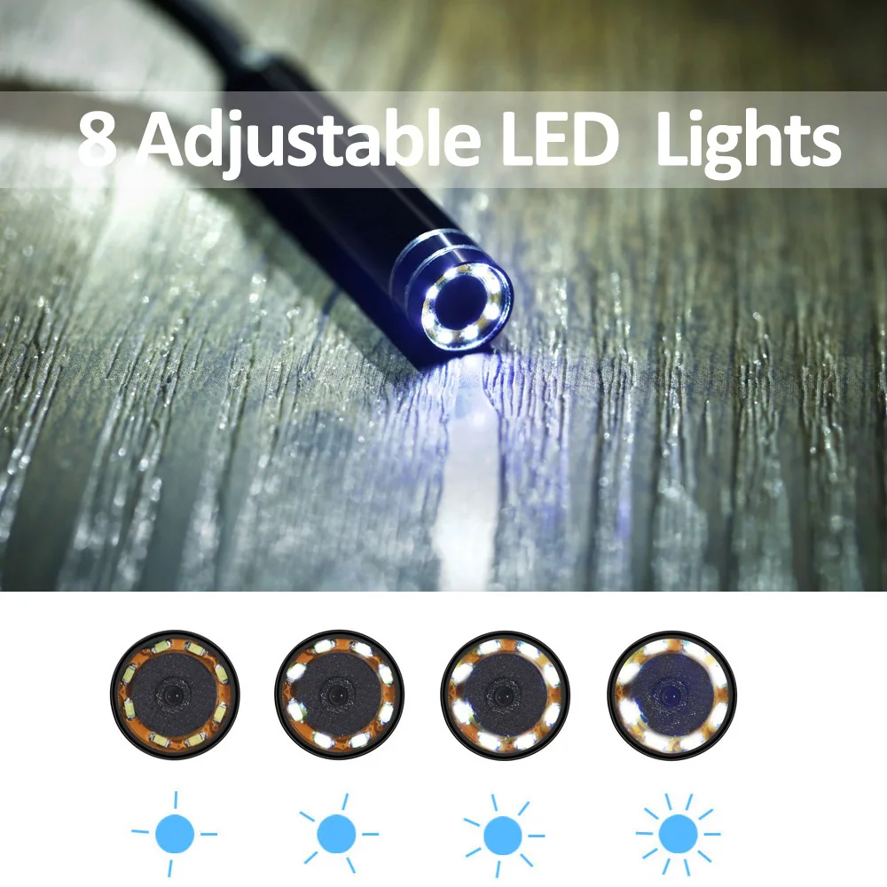 Тип USB-C Android эндоскоп Камера 8LED 8 мм HD720P 5 м Гибкая Змея Жесткий провод/кабель USB C