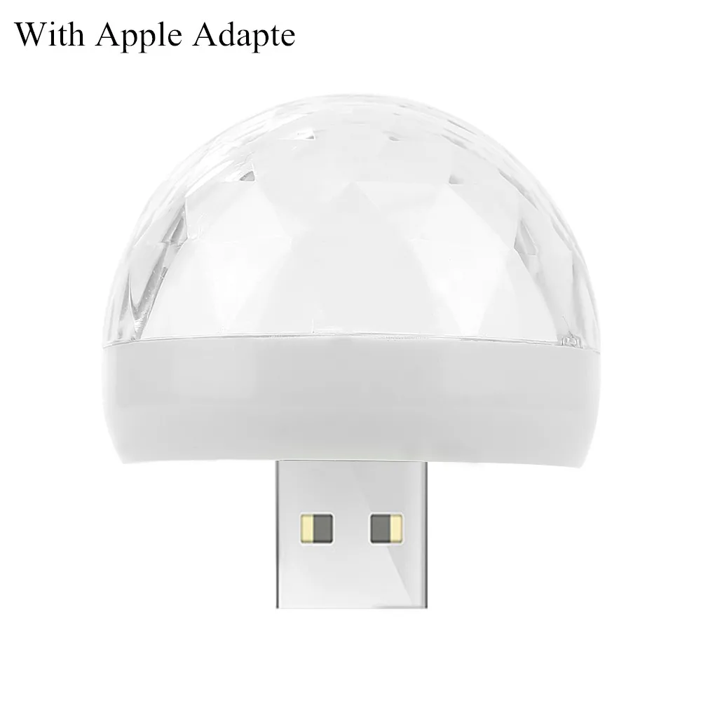 with Apple Adapte Мини USB диско-светильник светодиодный вечерние светильник s красочный эффект сценический светильник dj светильник для дома вечерние украшения караоке Прямая поставка - Цвет: with Apple Adapte