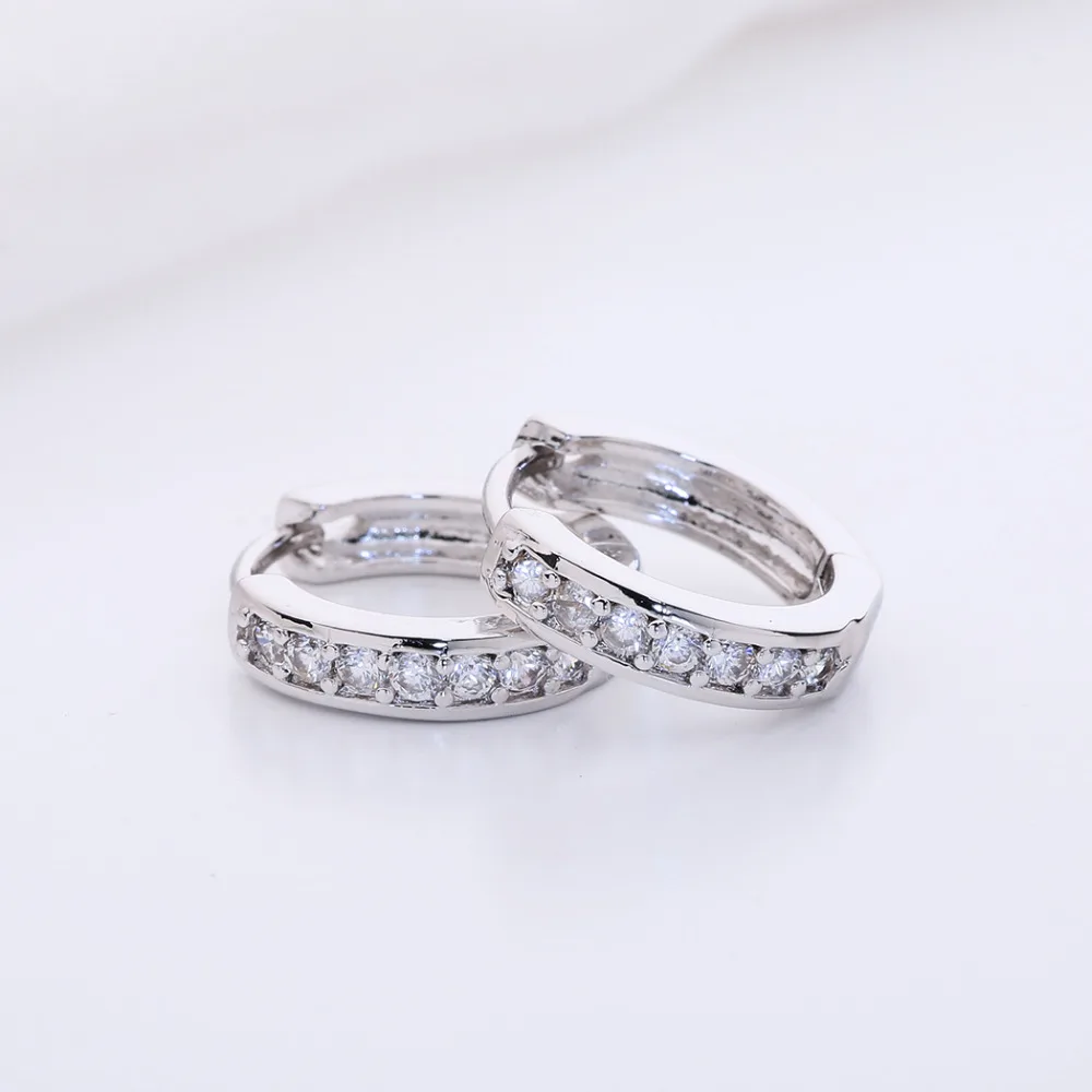Kinitial 1 Pair Малый Хооп Серьги 24 К Золота Кубического Циркония Круглые Обруча