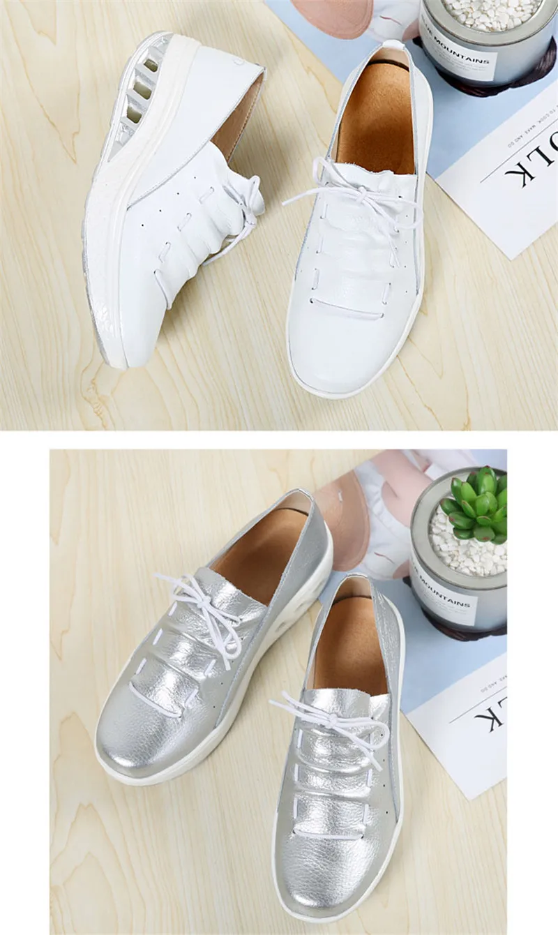 YAERNI Summer Leather Women Shoes Sneakers Nurse Swing Work Single Shoes Wedges Shoes woman Blue White Platform Shoes Slimming