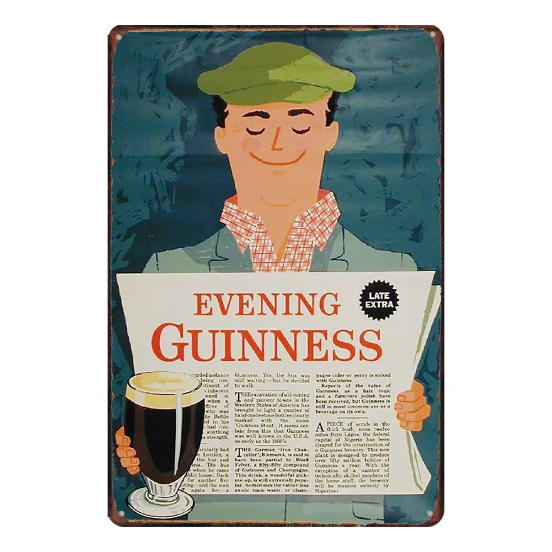 Винтажный металлический жестяной знак Guinness настенный бар домашнее искусство