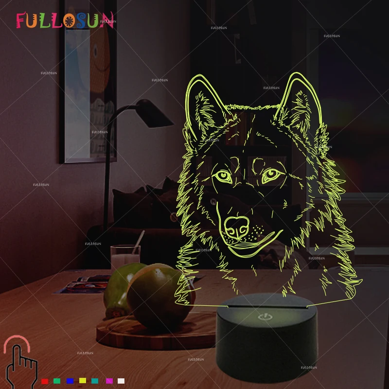 3D Волк Ночная лампа USB LED освещение Красочные животные настольная для украшения