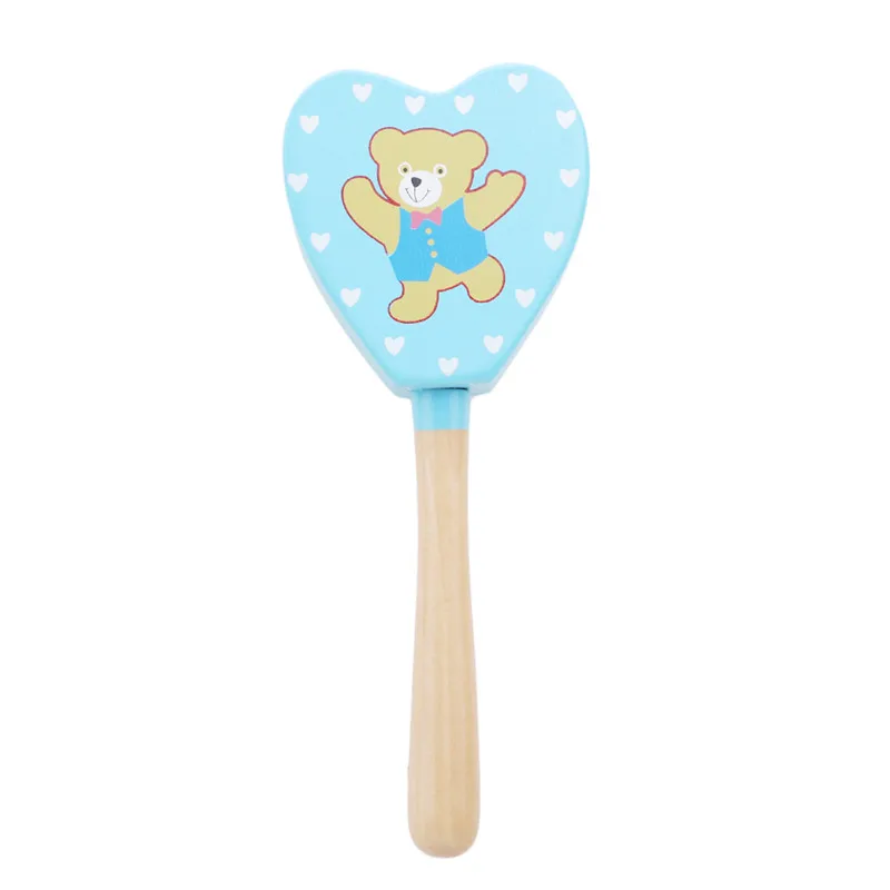 heart light blue Деревянная детская погремушка игрушка интеллект Захватывающие игры ручной Колокольчик погремушка забавные развивающие мобильные игрушки подарки на день рождения для детей - Цвет: heart light blue