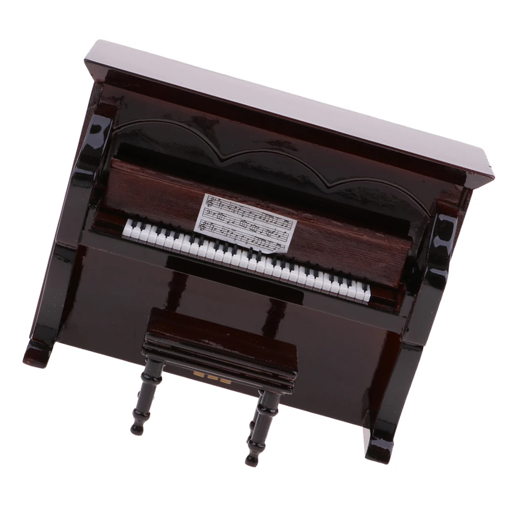 

1:12 Scale Dollhouse Miniature Black Musical Upright Piano Stool Kit Collection - Coffee & Black Optional