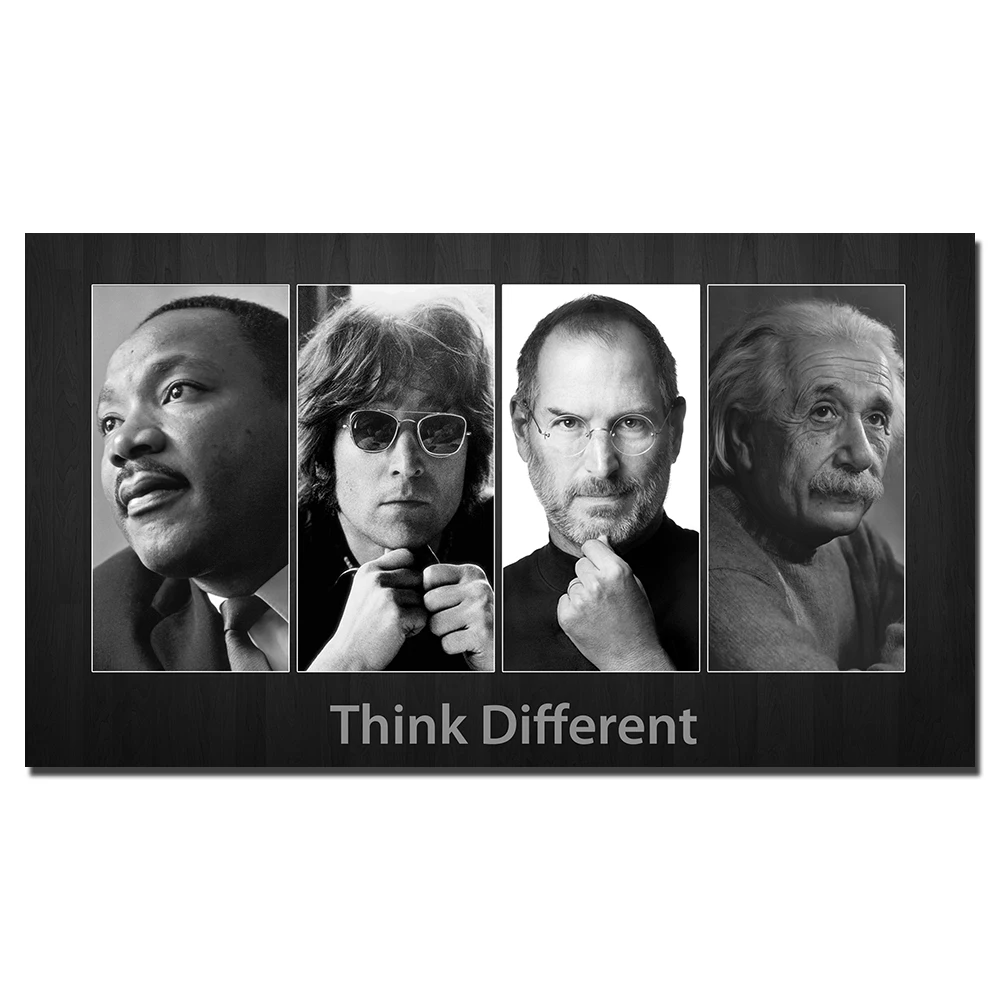 Think Different Martin Luther King John Lennon Steve Jobs and Albert Einstein Poster Canvas Painting Wall Art For Living Room | Дом и сад