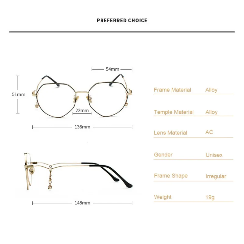 Модные шестигранные очки в оправе для компьютера женские роскошные прозрачные