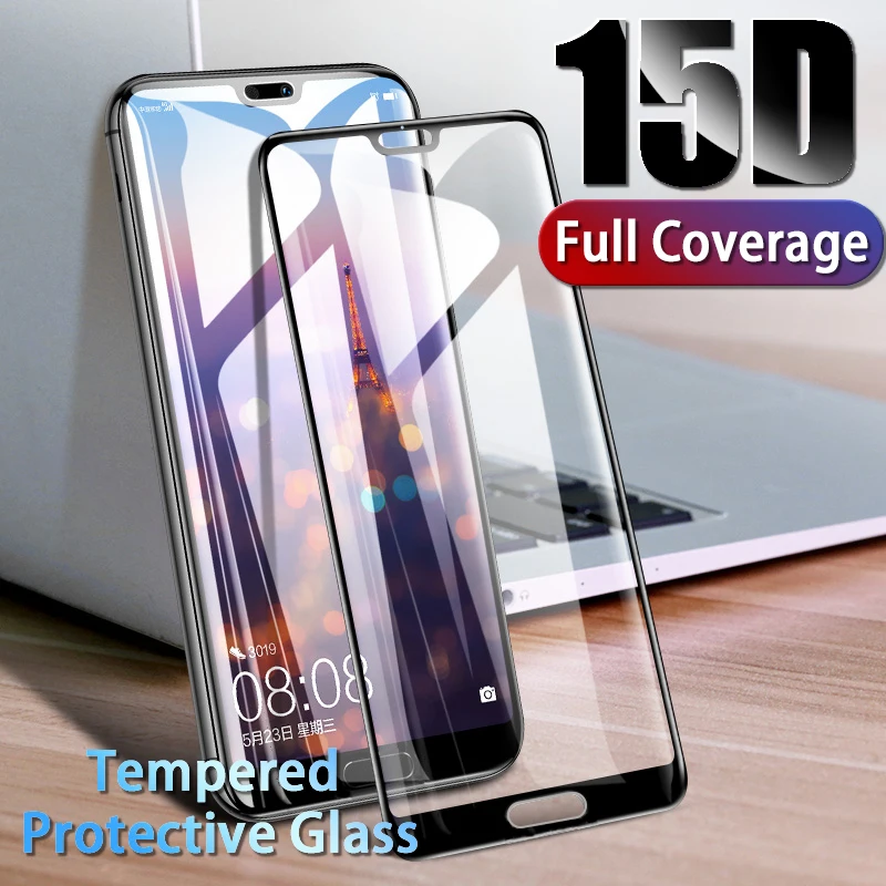 Закаленное стекло 15D для Huawei P20 P30 Lite Pro полное покрытие Защитная пленка P10 P9