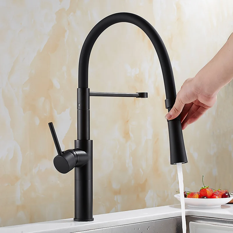 Кухонный Смеситель Azeta с черной резиновой трубкой вытяжной кран для раковины