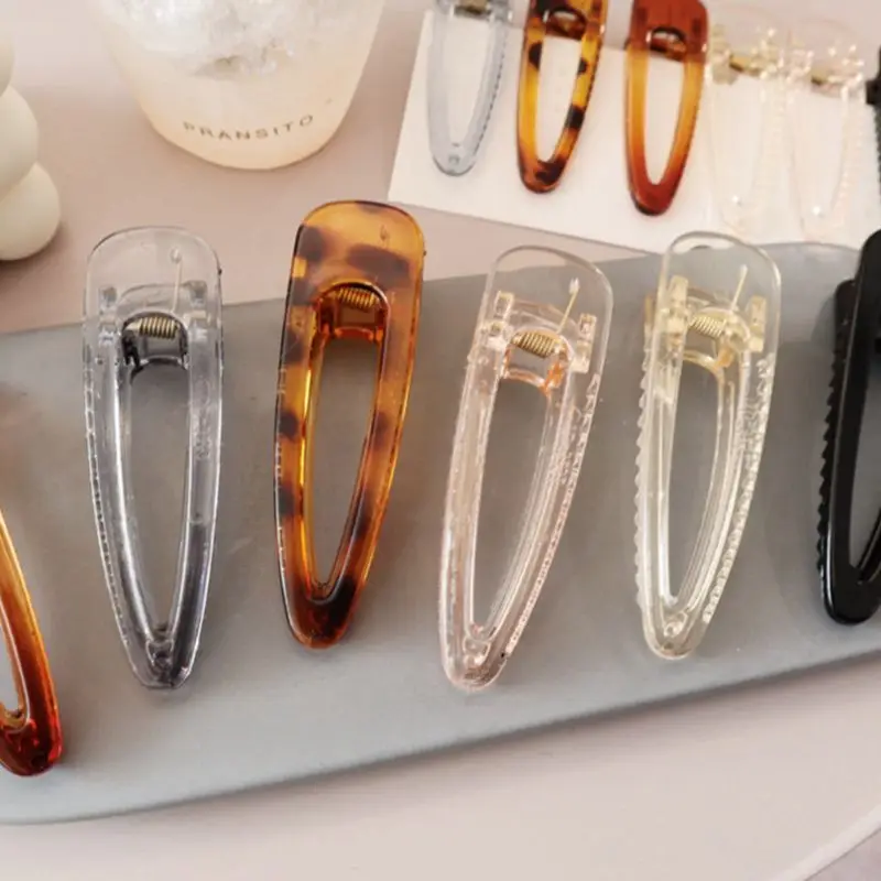 12 цветов Корейская Минималистичная прозрачная резиновая заколка для волос утконоса Женская Геометрическая треугольная боковая челка Шпилька заколка с зубами