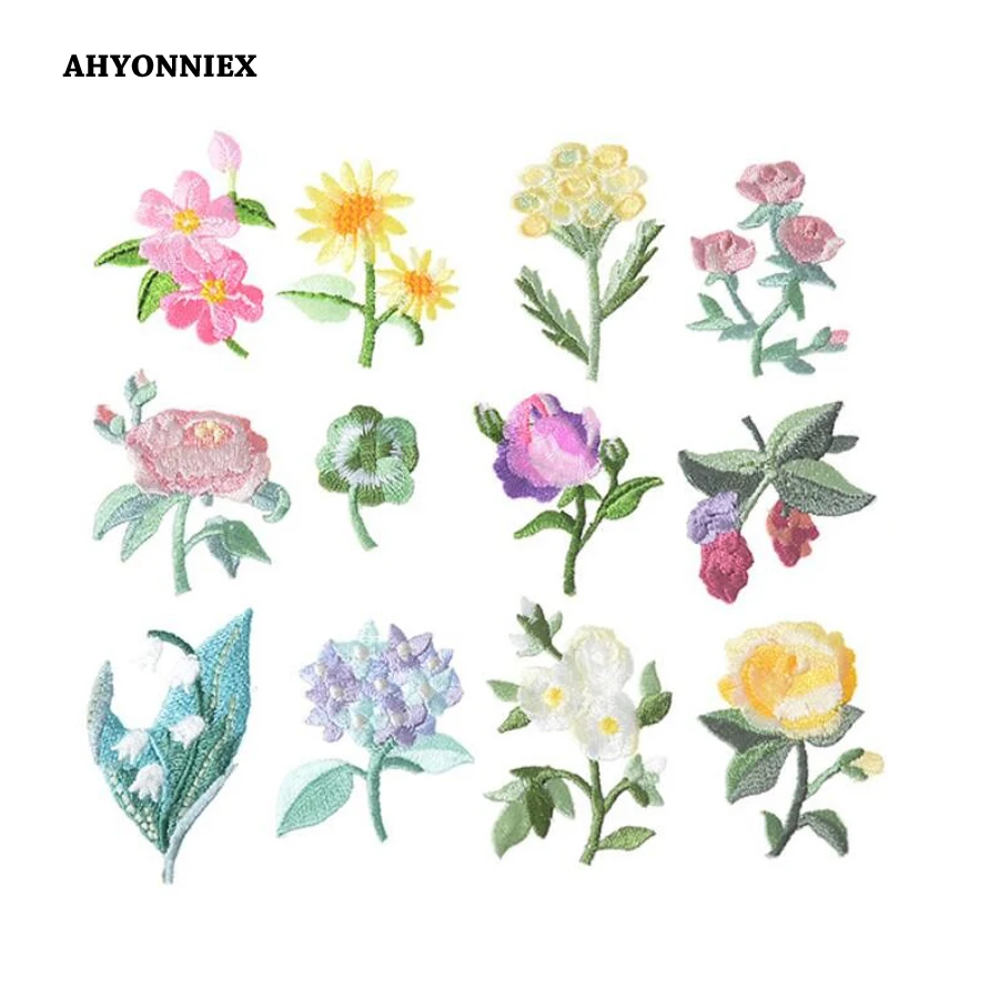AHYONNIEX 1 шт. вышитая нашивка в виде цветов Нарцисса аппликация на одежду джинсы