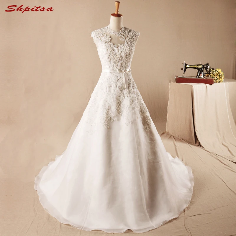 Винтажное кружевное свадебное платье роскошное Тюлевое ТРАПЕЦИЕВИДНОЕ с