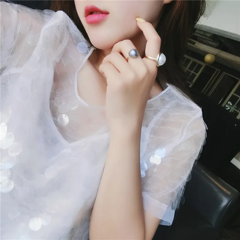MENGJIQIAO корейский 2 шт./компл. Винтаж Мода, имитация жемчуга, кольца из сплава цинка для Для женщин Классические Вечерние Anillos Mujer подарки