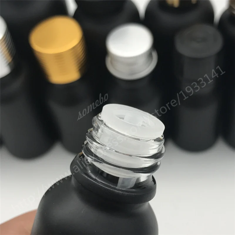 

Hot sale 500pcs/lot 20ml Matte Black Glass Essential Oil Bottle with Orifice Reducer and Cap, Empty Black Vials Bottles