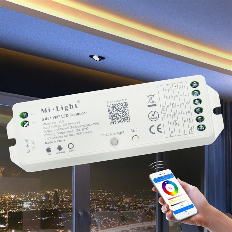 Milight 4 в 1/5 1 WiFi RGB светодиодный контроль ler приложение для смартфона Голосовое