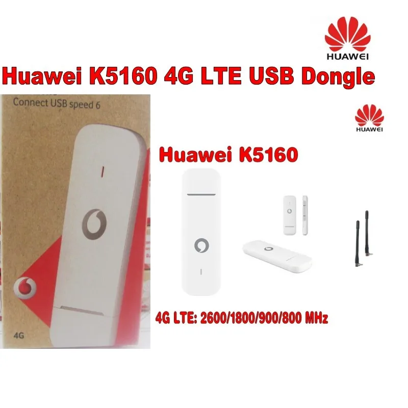 Разблокированный Huawei Vodafone K5160 с антенной 4G LTE Dongle мобильный широкополосный USB Modems