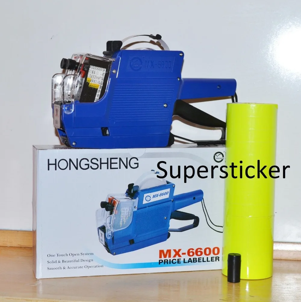 

[ Fly Eagle ] MX-6600 10 Digits 2 Lines Price Tag Gun labeler +1 Ink + 5000 Yellow Tags