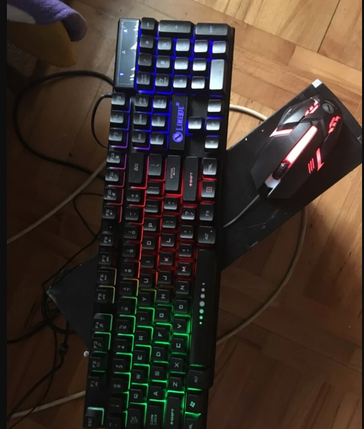 CARPRIE GT300 USB проводной Красочный светодиодный с подсветкой ПК Радуга игровая клавиатура мышь комплект Ju02
