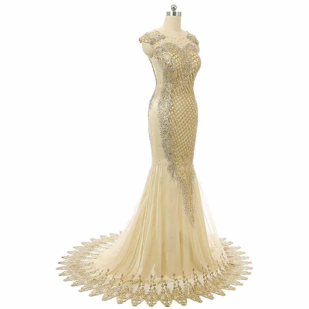 Forevergracedress 2017 уникальный Роскошный Золотой платье для выпускного вечера русалка