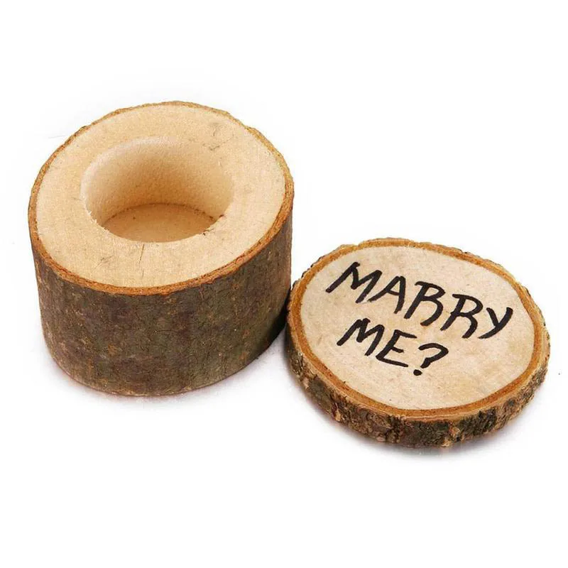 Деревенский Деревянные Кольца Поле MARRY ME кольцо держатель Box Обручение Валентина