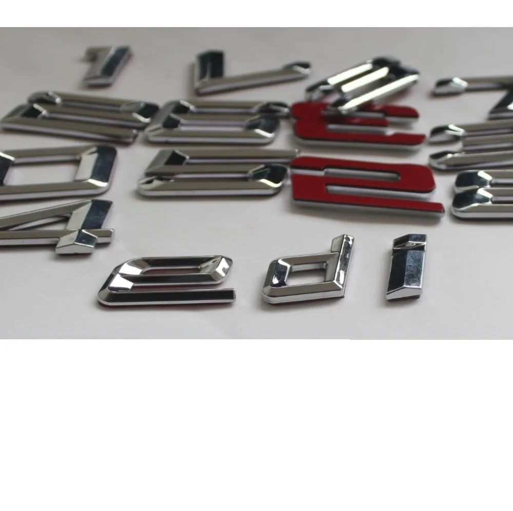 Хромированный блестящий серебристый АБС пластик с цифрами и буквами Эмблема для
