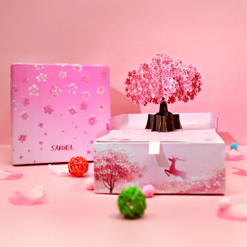 3D Сакура коробки конфет для дня рождения матери всплывающие свадебные подарки