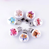 10 baby pacifier clips mixed pattern castle white wood metal holders cute infant soother clasps funny accessories 4 4x2 9cm