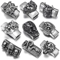 stainless steel punk slider beads skull viking slide charms fit 126mm flat leather diy mens bracelet jewelry making supplies