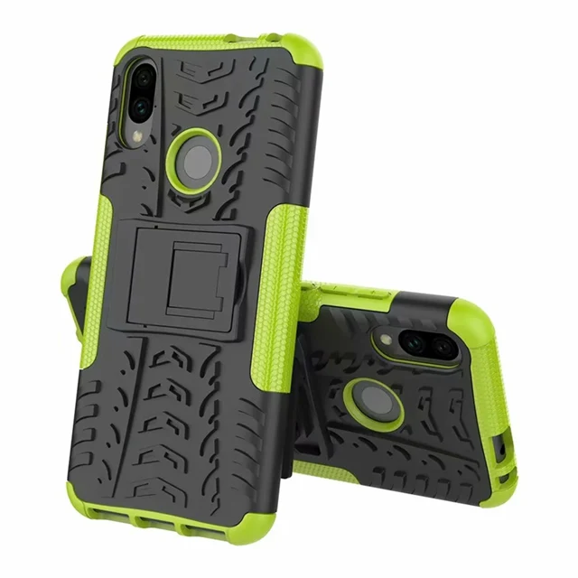 Green Redmi Note 7 Shockproof Armor Hard Case For Xiaomi Redmi Note 7 Pro 6.3" Phone Protector with Stand Cover On REDMI Note 7 Case - Цвет: Green