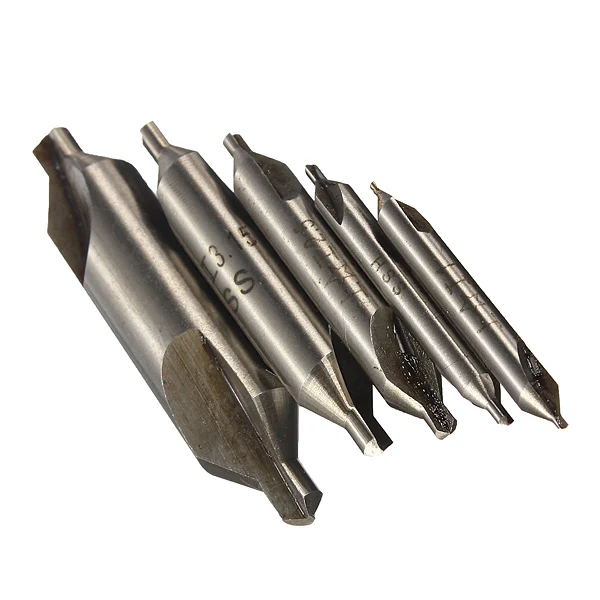 

5pcs HSS Center Drill Bits Set Precision Combined Countersinks Kit 60 Degree Angle 5/3.15/2.5/1.5/1mm for Lathe
