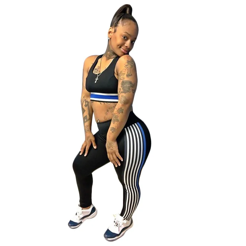 Женская одежда полосатые спортивные костюмы для занятий фитнесом девочек
