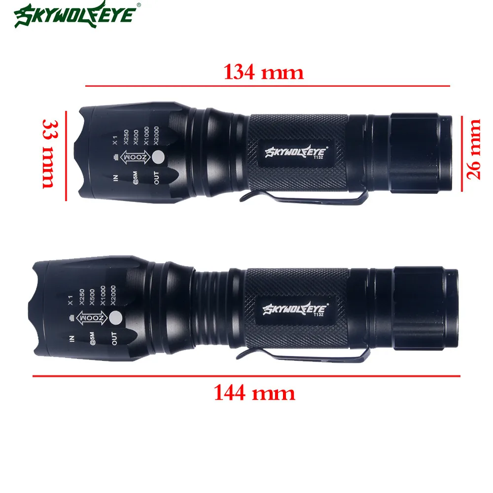 SkyWolfEye алюминиевый фонарик XML T6 5 режимов масштабируемый Водонепроницаемые фары