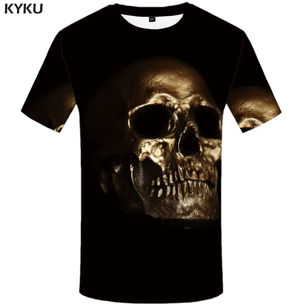 3d t shirt 15 Повседневная мужская футболка KYKU, черная футболка с 3D-принтом черепа и флага Великобритании, в стиле панк-рок, лето - Цвет: 3d t shirt 15