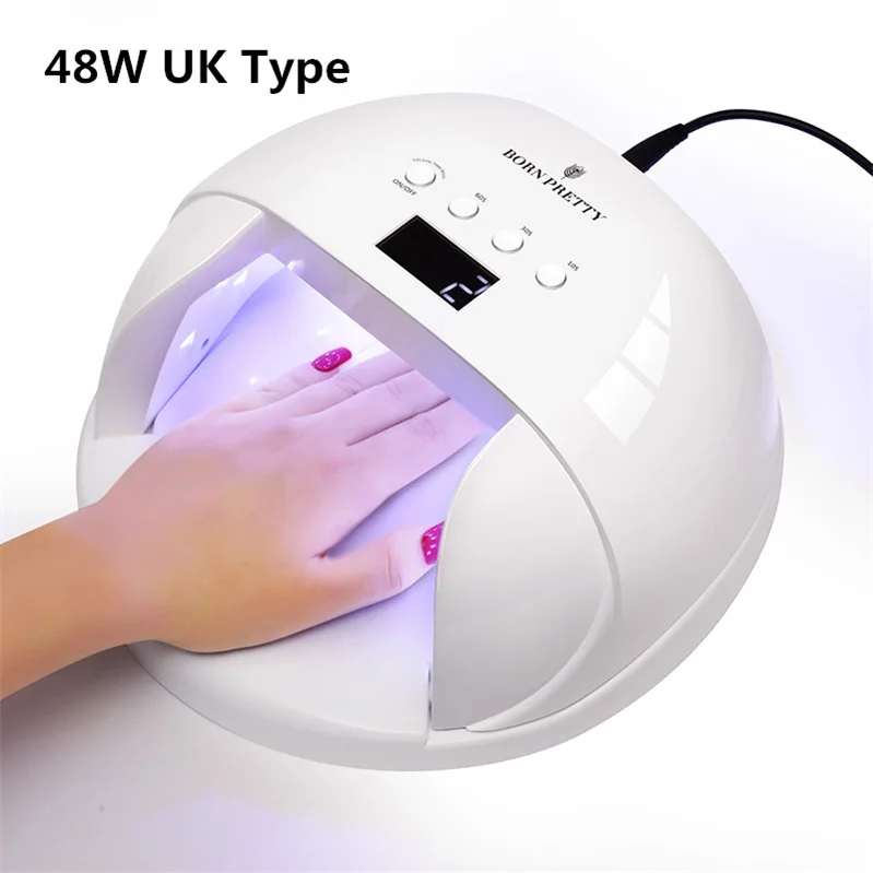 48W UK Type Сушилка для ногтей BORN PRETTY, СВЕТОДИОДНЫЙ УФ-светильник для ногтей, USB лампа для маникюра, ЖК-дисплей, сушка, Гель-лак для ногтей, инструмент для дизайна ногтей - Цвет: 48W UK Type