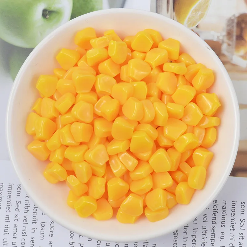 

50Pcs/lot Simulation Corn Kernels Resin Cabochon Beads Artificial Food Flatback Cabochons for Phone Deco Part Scrapbooking DIY