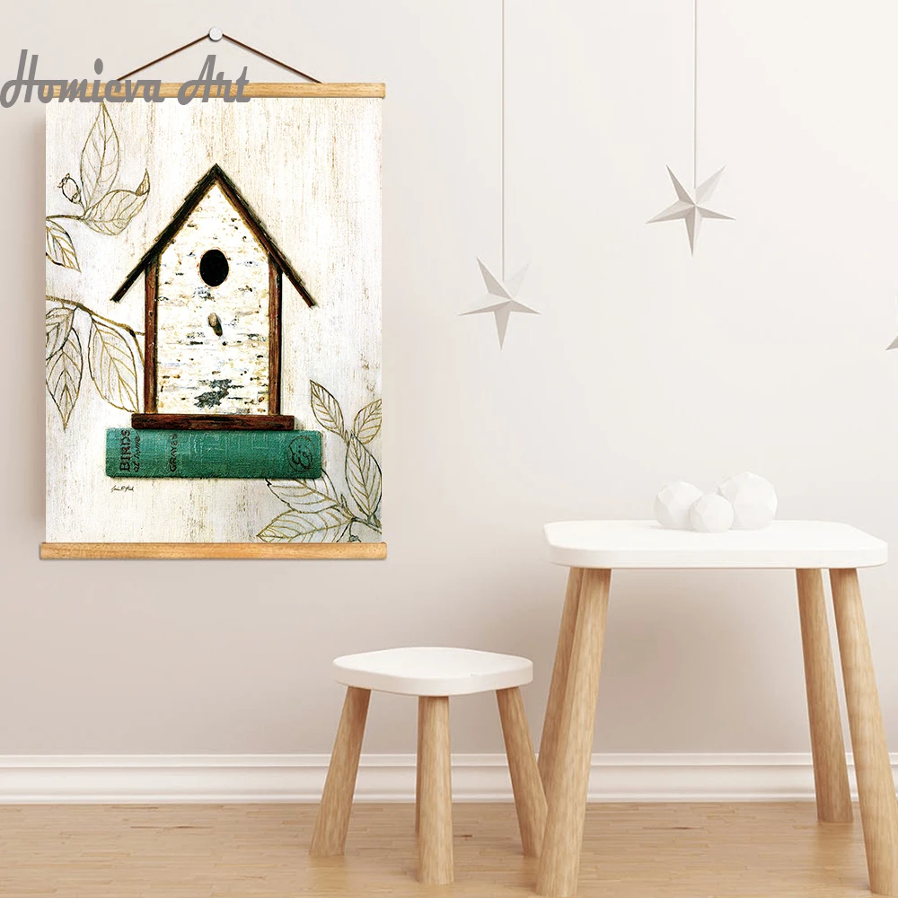 Cartoon City birds House Canvas Art Painting Print Poster And Prints Wall Pictures Kids Room Decor | Дом и сад