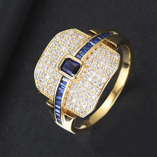 H110GB SISCATHY Hot Trendy Geometric Wide Cubic Zirconia Rings for Women Fashion Jewelry Dubai Bridal Engagement Wedding Rings - Цвет основного камня: H110GB