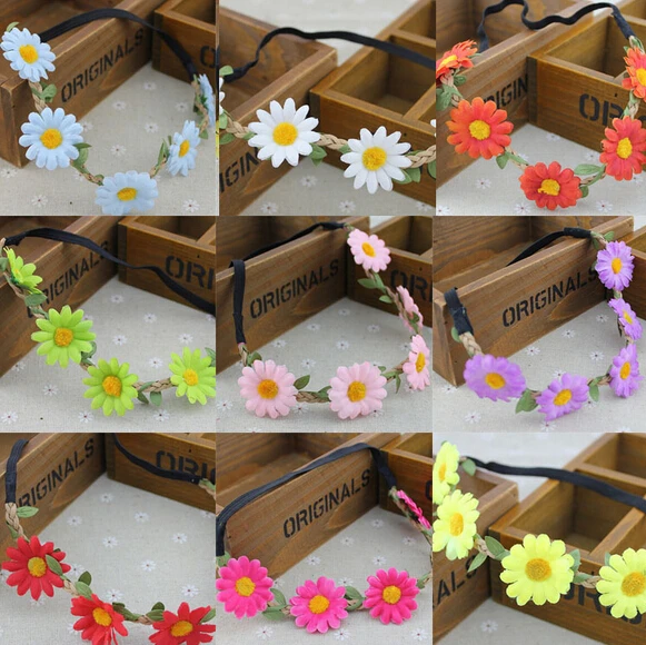 

Free Shipping New Colorful Headwear Flower Floral Crown,Sunflower Headband,Women Girls Hair Wreath A030,1