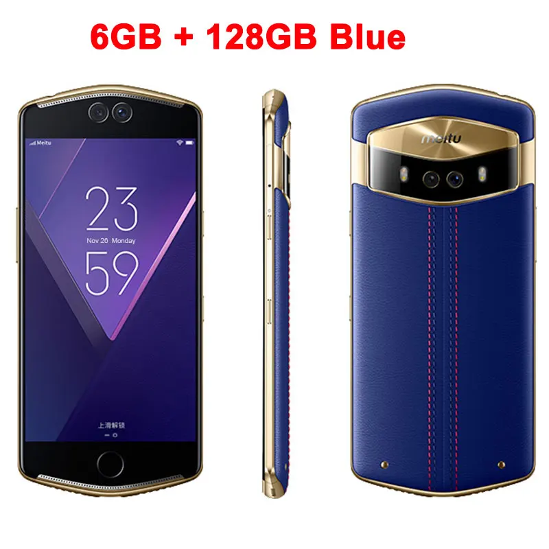 6GB 128GB Blue Мобильный телефон Meitu V6 6 ГБ ОЗУ 128 Гб ПЗУ Дека ядро 5,5 дюймов Двойная фронтальная и задняя камера 12.0MP+ 5.0MP 4G камера телефон - Цвет: 6GB 128GB Blue