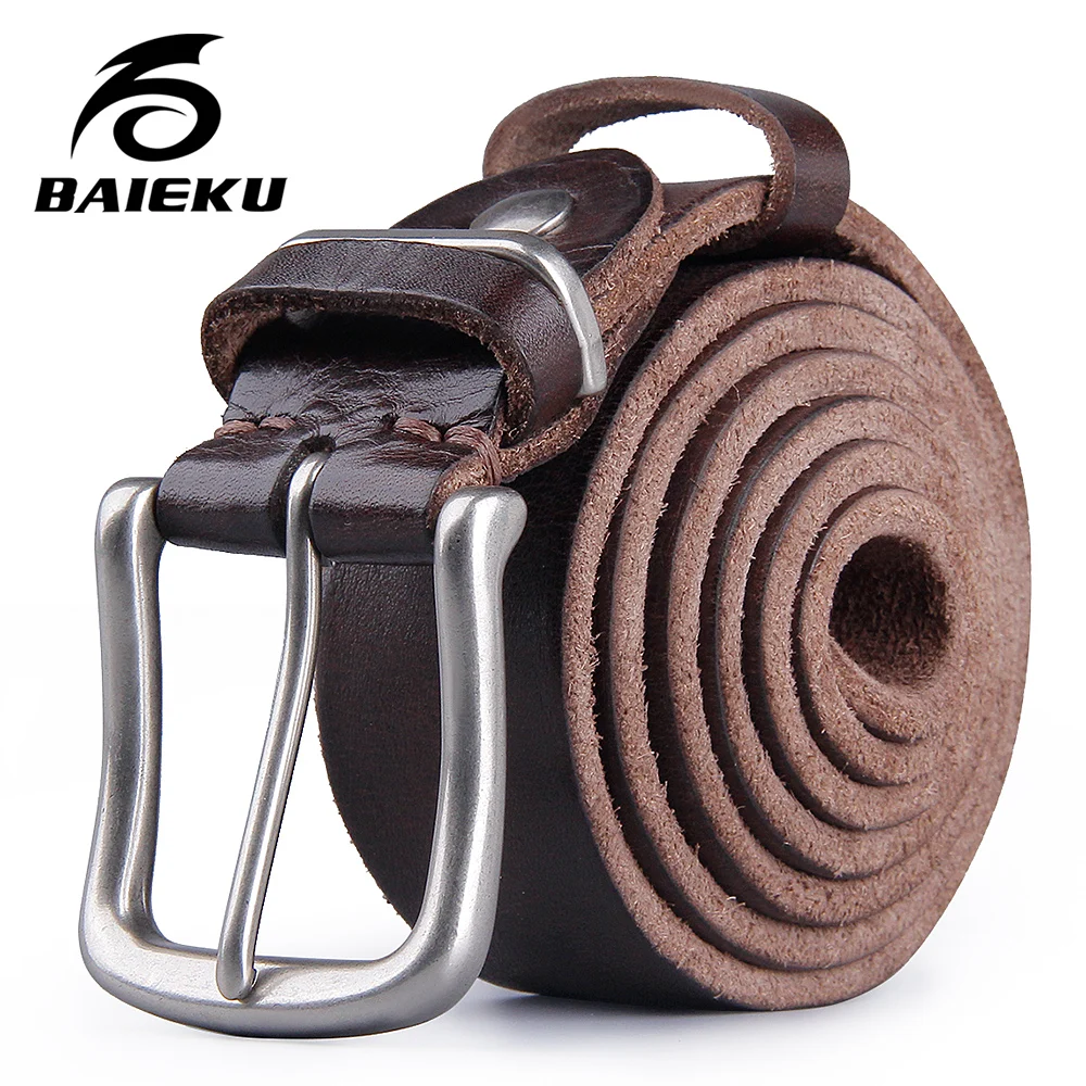 Мужской кожаный ремень BIAKEU в стиле ретро аксессуары для джинсов|leather belt men|leather