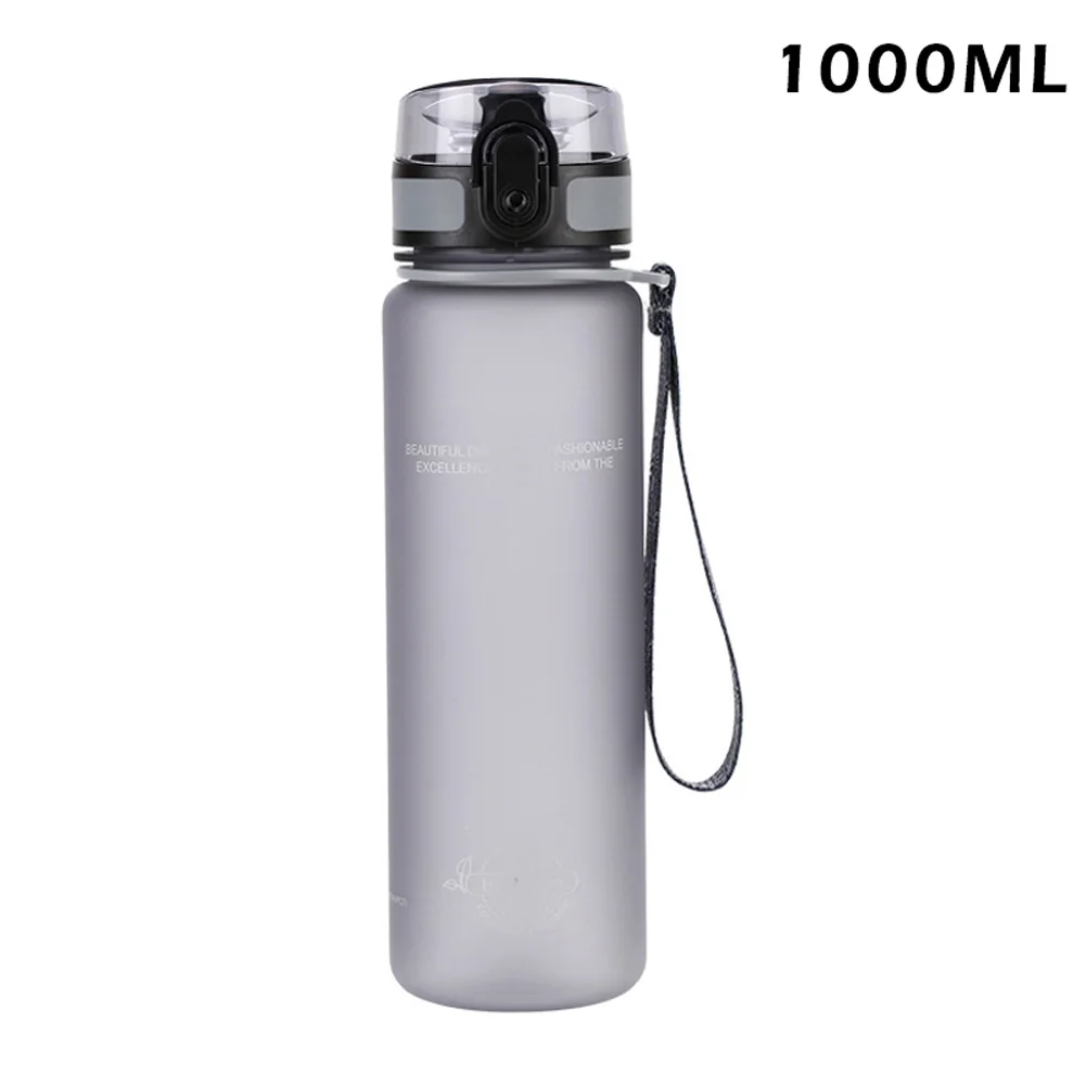 1000ml grey Высокая портативная Спортивная бутылка для воды пластиковые анти-осенние Туристические Бутылки большой емкости для студентов DOG88 - Цвет: 1000ml grey