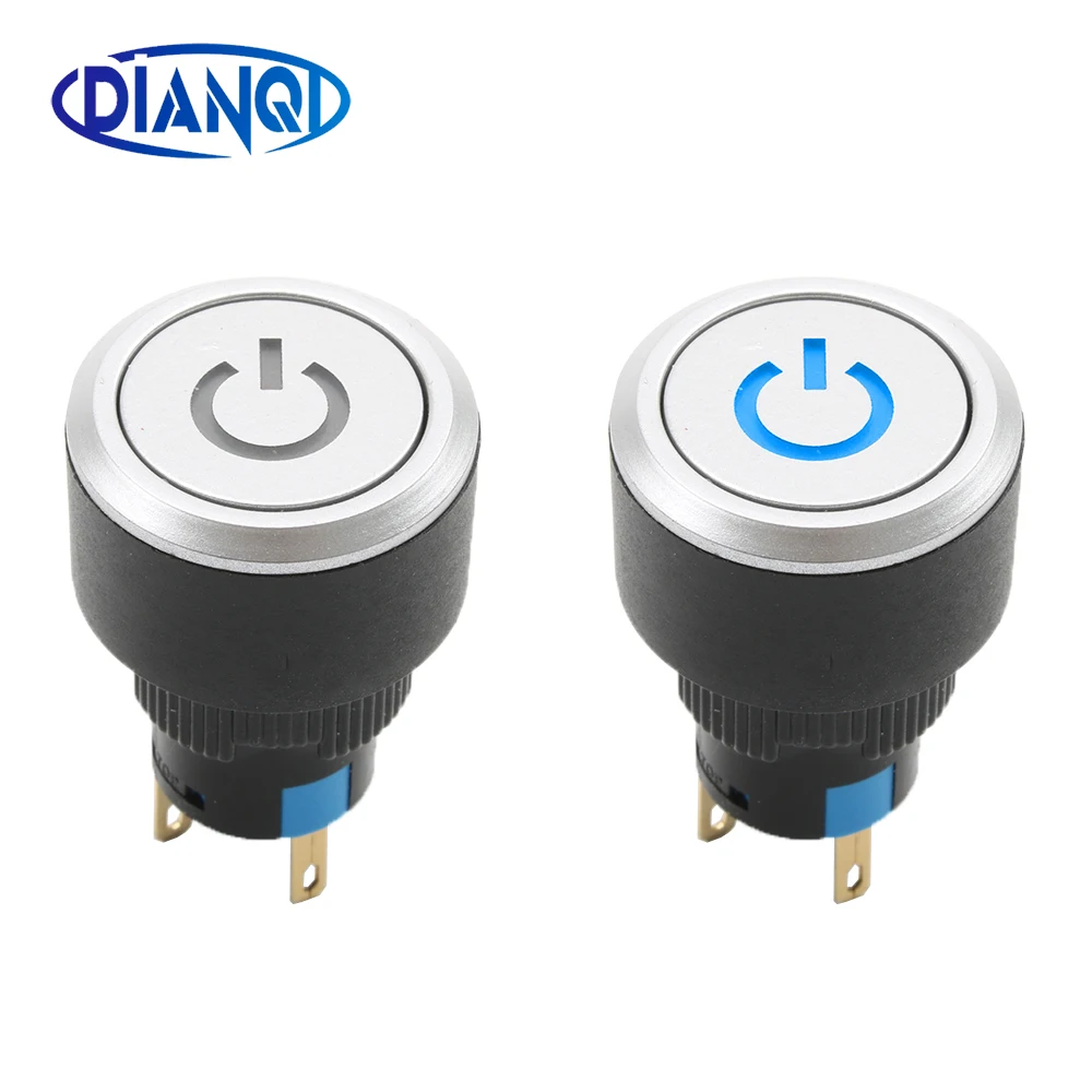 16 мм Пластиковый Кнопочный Переключатель питания внутри светодисветодиодный