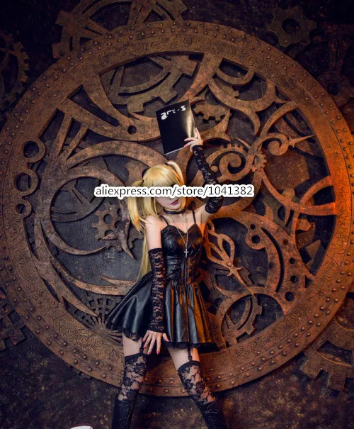 Черное платье с перчатками и чулками Death Note Misa Amane костюм для косплея|costume red dress|dress