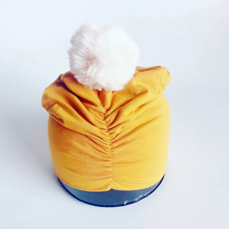 

2018 Newborn Baby Hat Faux Fur Pompom Beanie Hats Cotton Solid Hat For Baby Girls Boys Toddler Winter Children Hats Caps