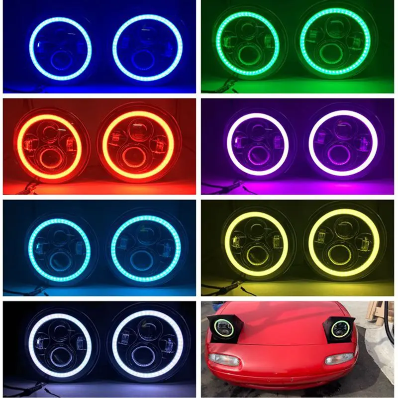 Автомобильные круглые фары диагональю 7 дюймов для Beetle 1950-1979 Вт/Bluetooth RGB DRL гало