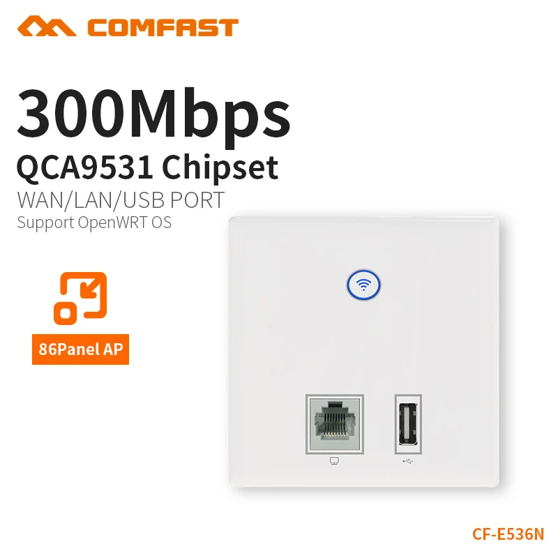 COMFAST настенный встраиваемый ap 300 Мбит/с точка доступа Wi-Fi 48 В poe питание для отеля AP