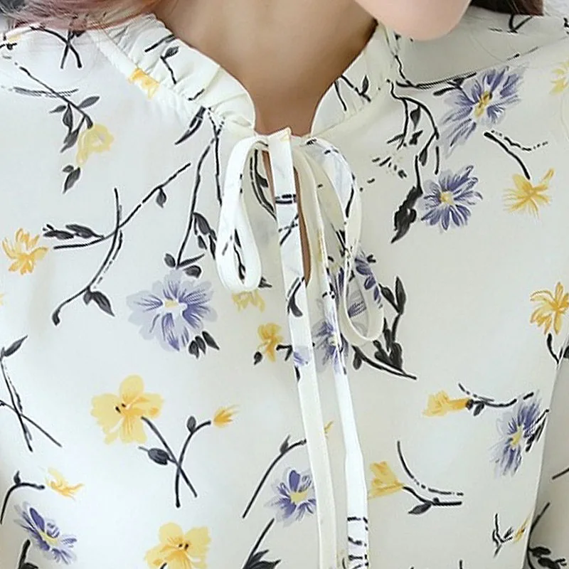 Blusas Femininas Fashion Floral Tops And Blouses Mujer Autumn Long Sleeve Femme Shirts Print Chiffon Women | Женская одежда