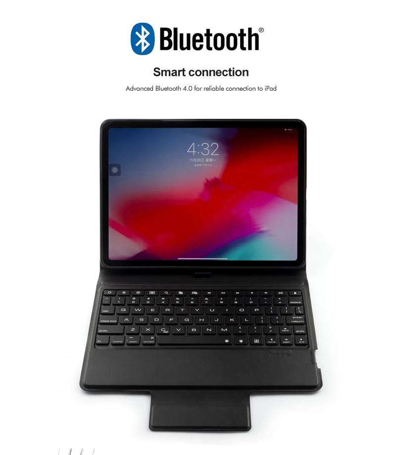 Все-в-одном дизайн тонкий bluetooth клавиатура чехол для iPad Pro 1", 7 цветов подсветка Беспроводная клавиатура Тонкий+ смарт кожаный чехол