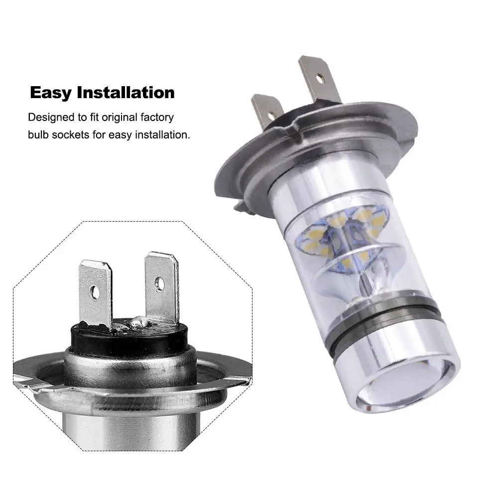 2 шт. супер яркий 12 V 10000 K холодный белый H7 100 W CREE чип светодиодный Противотуманные