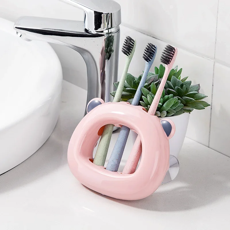 Wall-mounted Toothbrush Holder Bathroom Wall Hanging Rack Creative Couple Suction Cup Tube | Дом и сад