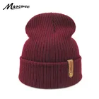 Женские осенне-зимние шапки-бини, шапки, однотонная Лыжная шапка, вязаные шапки-бини для женщин, мужчин, женщин, унисекс, однотонная теплая мягкая шапка с косточками 2018